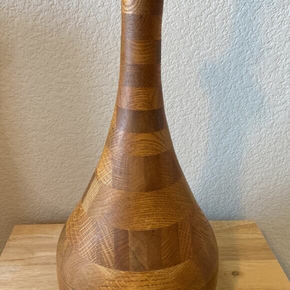 Vintage Mid-Century Modern Solid Wood 2 tone Bulbous Shape Lamp mid century - Picture 11 of 15
